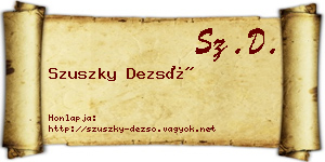 Szuszky Dezső névjegykártya